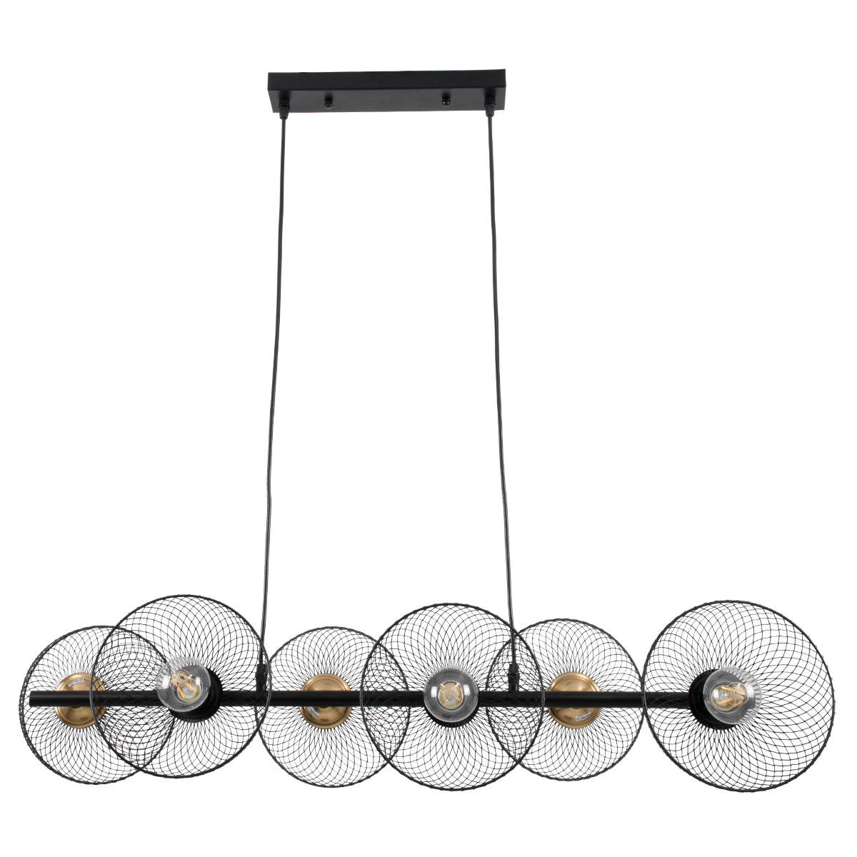 GloboStar® VERONA 00587 Μοντέρνο Κρεμαστό Φωτιστικό Ράγα Πολύφωτο 6 x E27 IP20 Μαύρο & Χρυσό Μέταλλο - Μ100 x Π28 x Υ20cm
