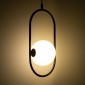 GloboStar® HAMBURG 00589 Μοντέρνο Κρεμαστό Φωτιστικό Μπάλα Μονόφωτο 1 x G9 Μαύρο Μέταλλο με Λευκό Γυαλί - Μ20 x Π15 x Υ40cm
