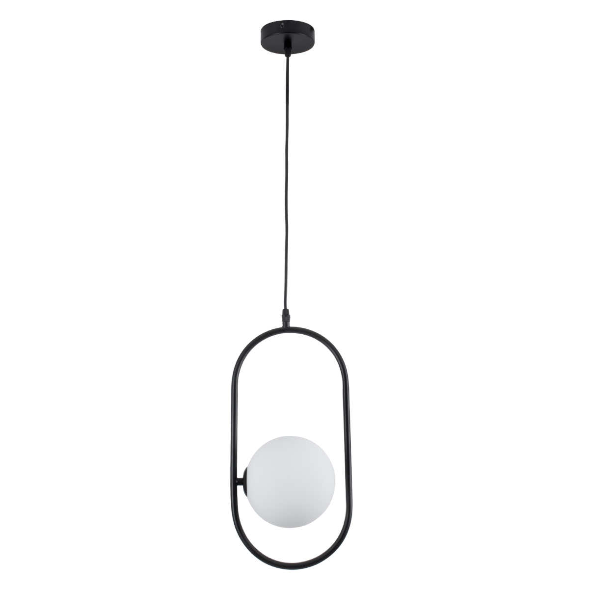 GloboStar® HAMBURG 00589 Μοντέρνο Κρεμαστό Φωτιστικό Μπάλα Μονόφωτο 1 x G9 Μαύρο Μέταλλο με Λευκό Γυαλί - Μ20 x Π15 x Υ40cm