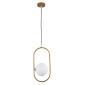 GloboStar® HAMBURG 00590 Μοντέρνο Κρεμαστό Φωτιστικό Μπάλα Μονόφωτο 1 x G9 Χρυσό Μέταλλο με Λευκό Γυαλί - Μ20 x Π15 x Υ40cm