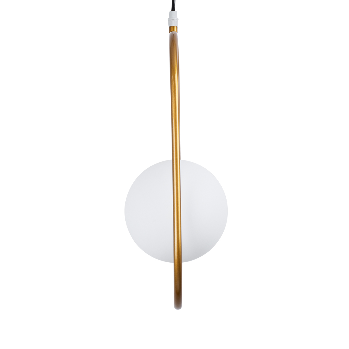 GloboStar® HAMBURG 00590 Μοντέρνο Κρεμαστό Φωτιστικό Μπάλα Μονόφωτο 1 x G9 Χρυσό Μέταλλο με Λευκό Γυαλί - Μ20 x Π15 x Υ40cm