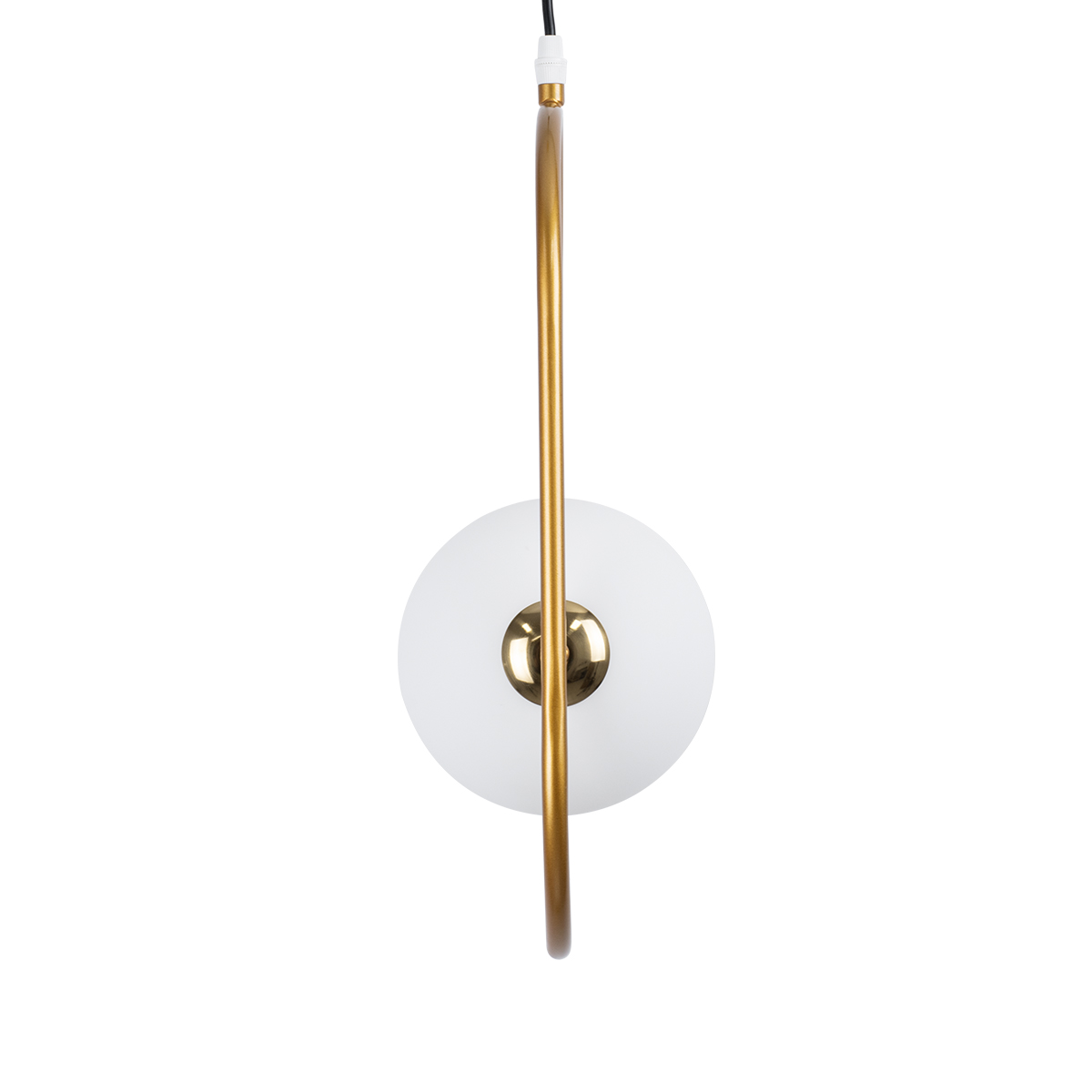 GloboStar® HAMBURG 00590 Μοντέρνο Κρεμαστό Φωτιστικό Μπάλα Μονόφωτο 1 x G9 Χρυσό Μέταλλο με Λευκό Γυαλί - Μ20 x Π15 x Υ40cm