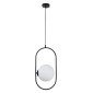 GloboStar® HAMBURG 00591 Μοντέρνο Κρεμαστό Φωτιστικό Μπάλα Μονόφωτο 1 x E14 IP20 Μαύρο Μέταλλο με Λευκό Γυαλί - Μ25 x Π20 x Υ50cm