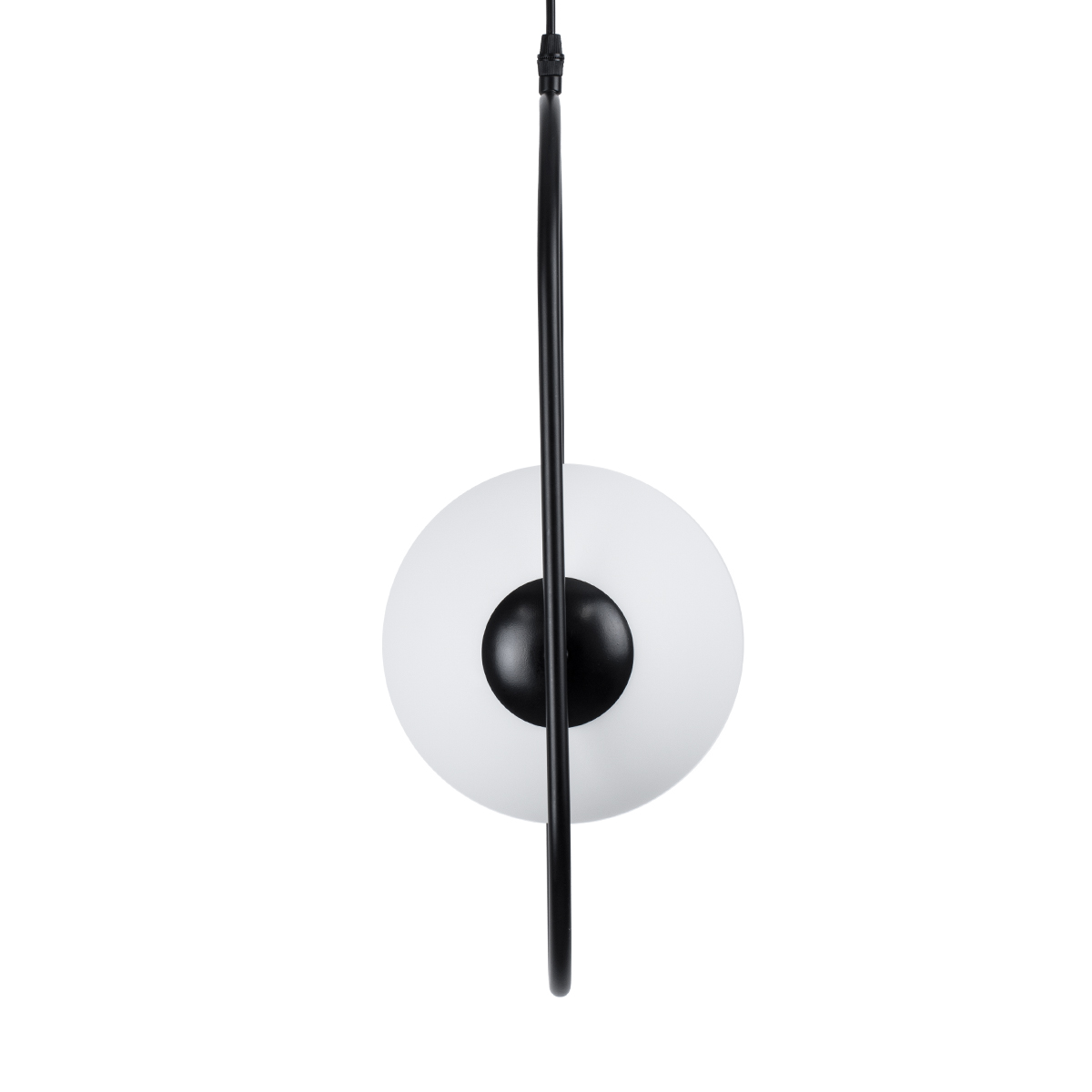 GloboStar® HAMBURG 00591 Μοντέρνο Κρεμαστό Φωτιστικό Μπάλα Μονόφωτο 1 x E14 IP20 Μαύρο Μέταλλο με Λευκό Γυαλί - Μ25 x Π20 x Υ50cm