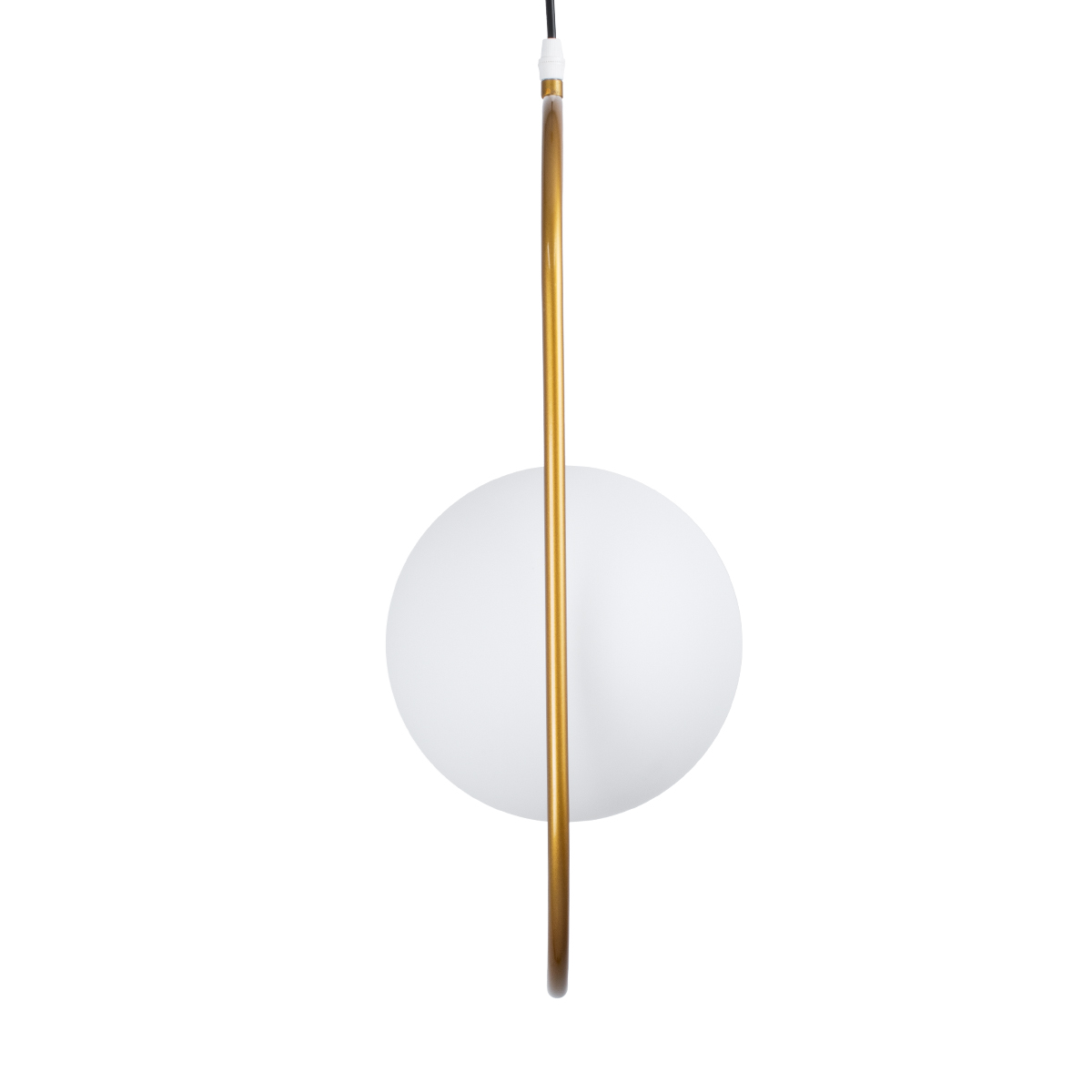 GloboStar® HAMBURG 00592 Μοντέρνο Κρεμαστό Φωτιστικό Μπάλα Μονόφωτο 1 x E14 IP20 Χρυσό Μέταλλο με Λευκό Γυαλί - Μ25 x Π20 x Υ50cm