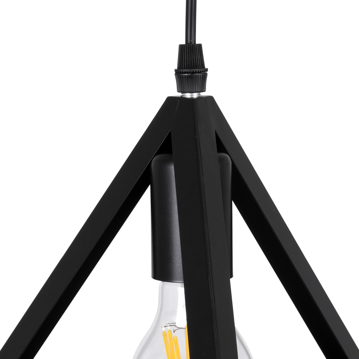 GloboStar® TRIANGLE 00608 Μοντέρνο Κρεμαστό Φωτιστικό Ράγα Πολύφωτο 5 x E27 IP20 Μαύρο Μέταλλο - Μ170 x Π22 x Y130cm