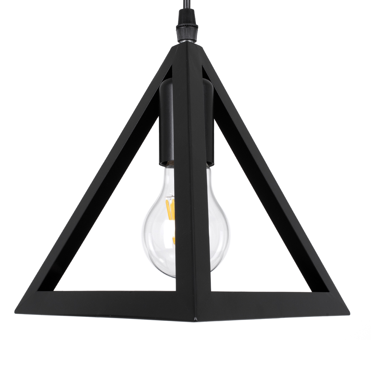 GloboStar® TRIANGLE 00608 Μοντέρνο Κρεμαστό Φωτιστικό Ράγα Πολύφωτο 5 x E27 IP20 Μαύρο Μέταλλο - Μ170 x Π22 x Y130cm