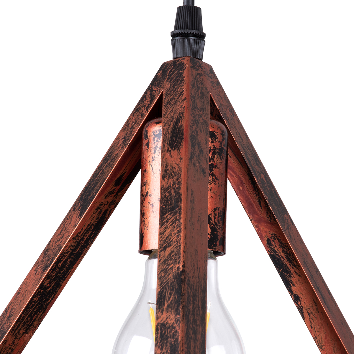 GloboStar® TRIANGLE 00609 Μοντέρνο Κρεμαστό Φωτιστικό Ράγα Πολύφωτο 5 x E27 IP20 Χάλκινο Μέταλλο - Μ170 x Π22 x Y130cm