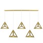 GloboStar® TRIANGLE 00610 Μοντέρνο Κρεμαστό Φωτιστικό Ράγα Πολύφωτο 5 x E27 IP20 Χρυσό Μέταλλο - Μ170 x Π22 x Y130cm