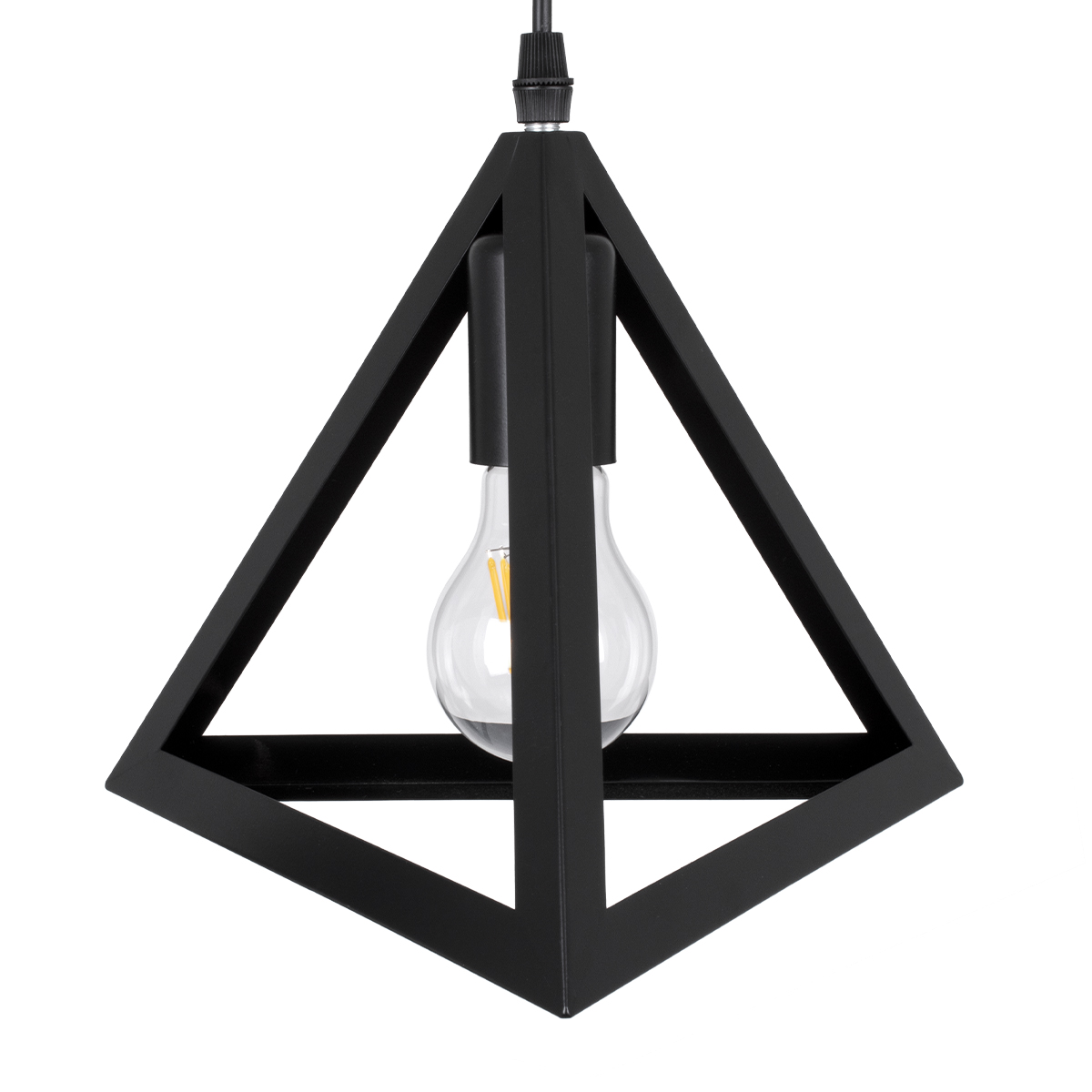 GloboStar® TRIANGLE 00611 Μοντέρνο Κρεμαστό Φωτιστικό Ράγα Δίφωτο 2 x E27 IP20 Μαύρο Μέταλλο - Μ60 x Π22 x Y130cm