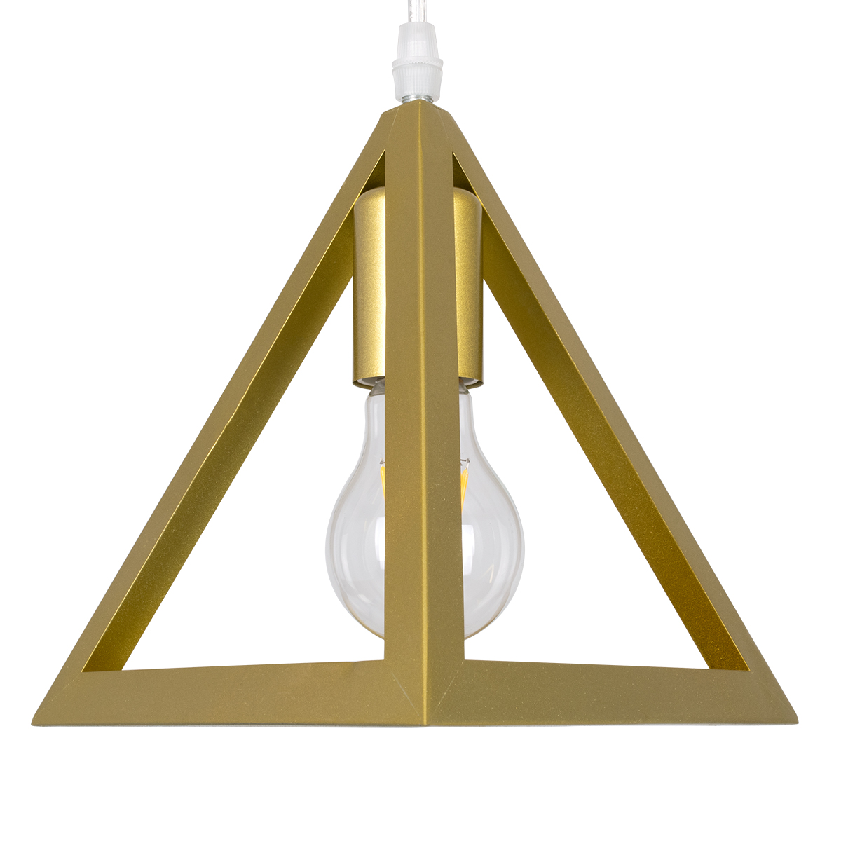 GloboStar® TRIANGLE 00615 Μοντέρνο Κρεμαστό Φωτιστικό Ράγα Δίφωτο 2 x E27 IP20 Χρυσό Μέταλλο - Μ60 x Π22 x Y130cm