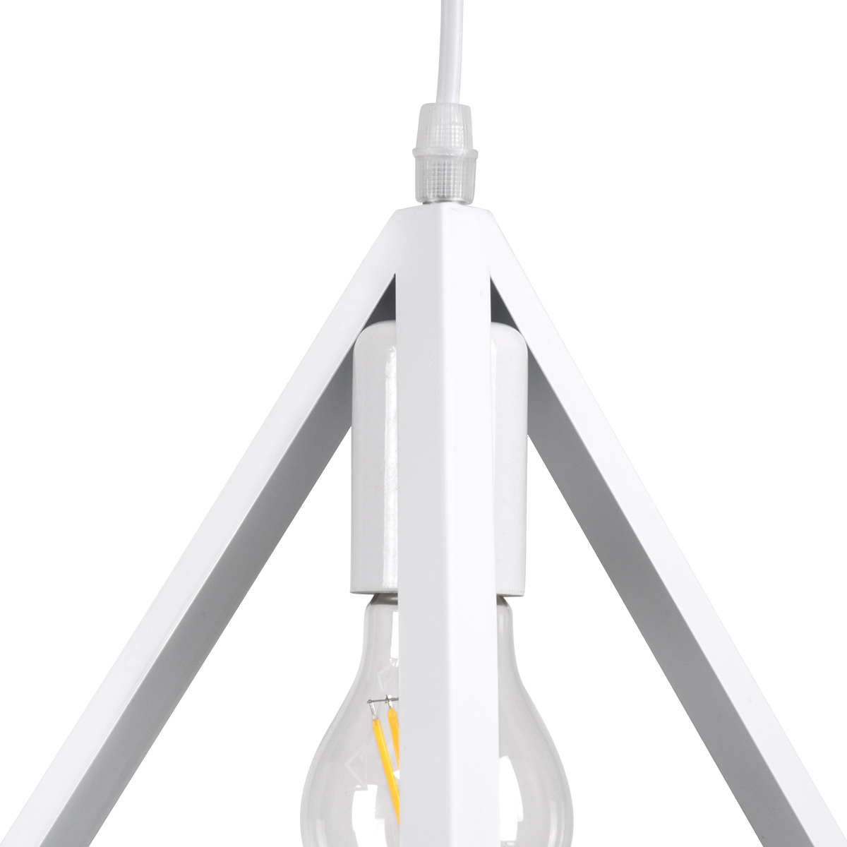 GloboStar® TRIANGLE 00617 Μοντέρνο Κρεμαστό Φωτιστικό Πλέγμα Τρίφωτο 3 x E27 IP20 Λευκό Μέταλλο - Μ49 x Π49 x Y130cm
