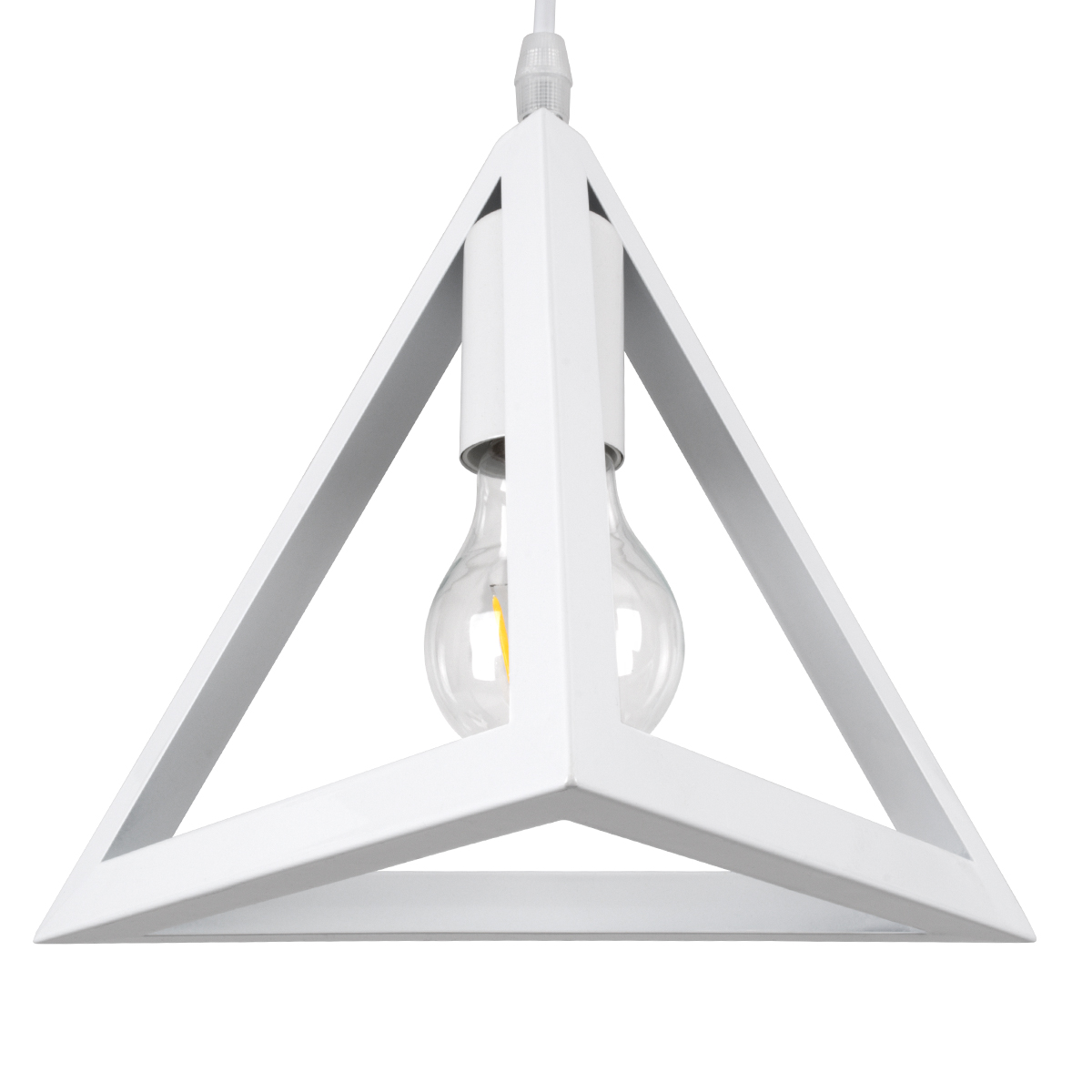 GloboStar® TRIANGLE 00617 Μοντέρνο Κρεμαστό Φωτιστικό Πλέγμα Τρίφωτο 3 x E27 IP20 Λευκό Μέταλλο - Μ49 x Π49 x Y130cm