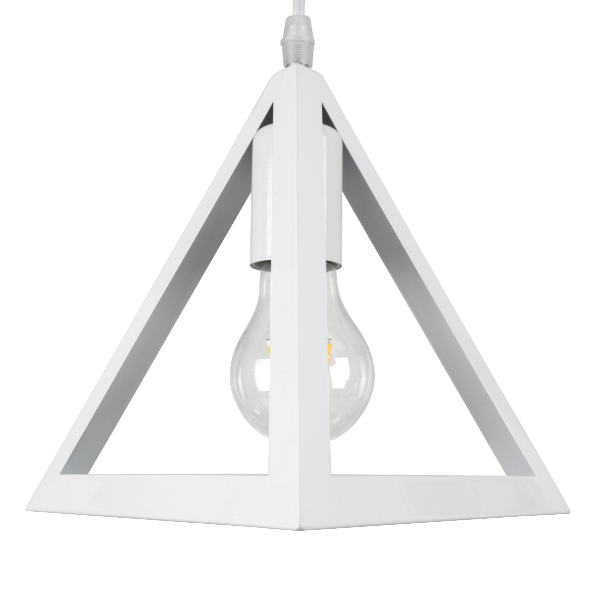 GloboStar® TRIANGLE 00617 Μοντέρνο Κρεμαστό Φωτιστικό Πλέγμα Τρίφωτο 3 x E27 IP20 Λευκό Μέταλλο - Μ49 x Π49 x Y130cm
