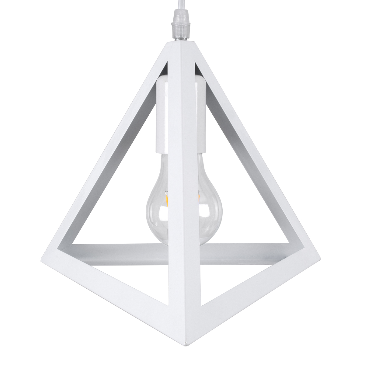 GloboStar® TRIANGLE 00617 Μοντέρνο Κρεμαστό Φωτιστικό Πλέγμα Τρίφωτο 3 x E27 IP20 Λευκό Μέταλλο - Μ49 x Π49 x Y130cm
