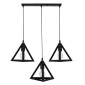 GloboStar® TRIANGLE 00621 Μοντέρνο Κρεμαστό Φωτιστικό Ράγα Τρίφωτο 3 x E27 IP20 Μαύρο Μέταλλο - Μ70 x Π22 x Y130cm