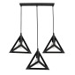 GloboStar® TRIANGLE 00621 Μοντέρνο Κρεμαστό Φωτιστικό Ράγα Τρίφωτο 3 x E27 IP20 Μαύρο Μέταλλο - Μ70 x Π22 x Y130cm