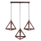 GloboStar® TRIANGLE 00623 Μοντέρνο Κρεμαστό Φωτιστικό Ράγα Τρίφωτο 3 x E27 IP20 Χάλκινο Μέταλλο - Μ70 x Π22 x Y130cm