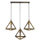 GloboStar® TRIANGLE 00624 Μοντέρνο Κρεμαστό Φωτιστικό Ράγα Τρίφωτο 3 x E27 IP20 Μπρούτζινο Μέταλλο - Μ70 x Π22 x Y130cm