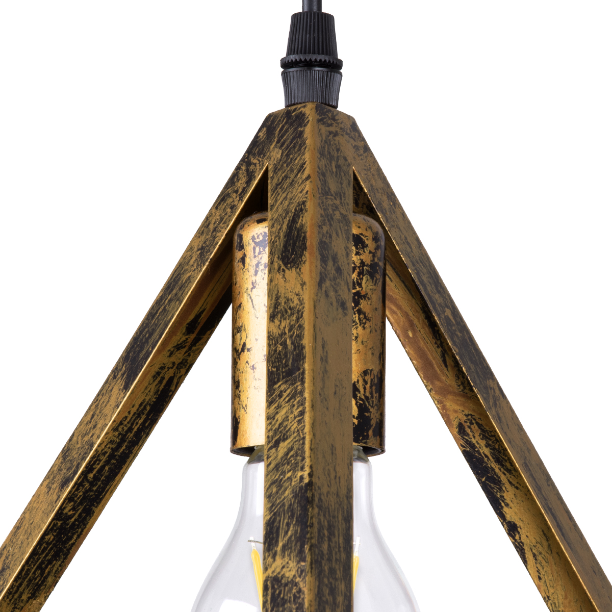 GloboStar® TRIANGLE 00624 Μοντέρνο Κρεμαστό Φωτιστικό Ράγα Τρίφωτο 3 x E27 IP20 Μπρούτζινο Μέταλλο - Μ70 x Π22 x Y130cm