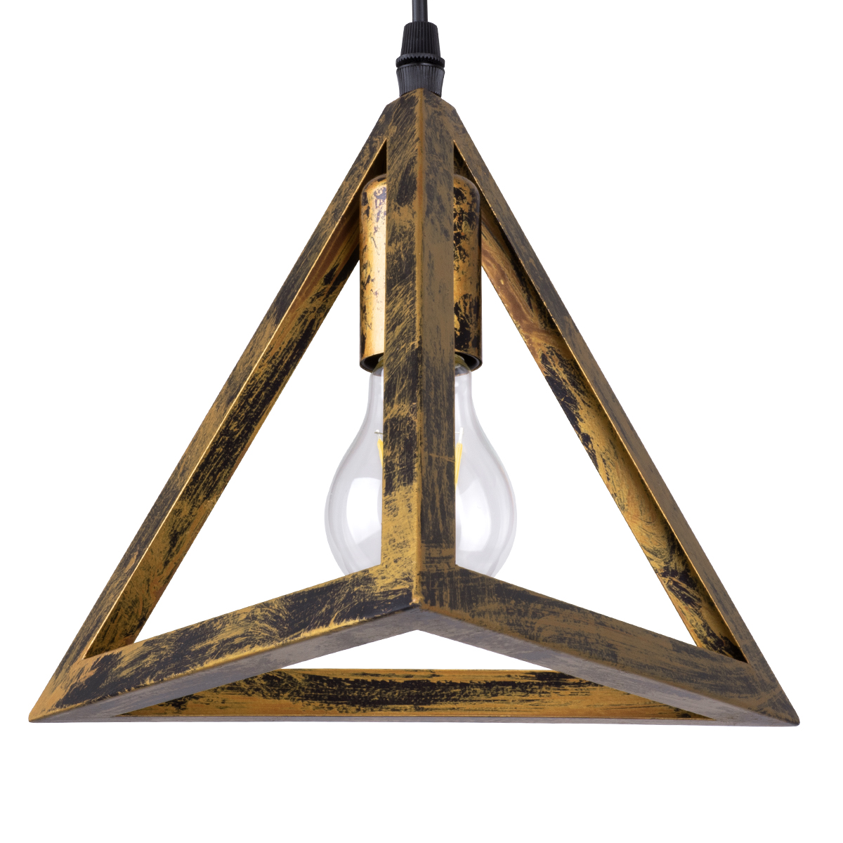 GloboStar® TRIANGLE 00624 Μοντέρνο Κρεμαστό Φωτιστικό Ράγα Τρίφωτο 3 x E27 IP20 Μπρούτζινο Μέταλλο - Μ70 x Π22 x Y130cm