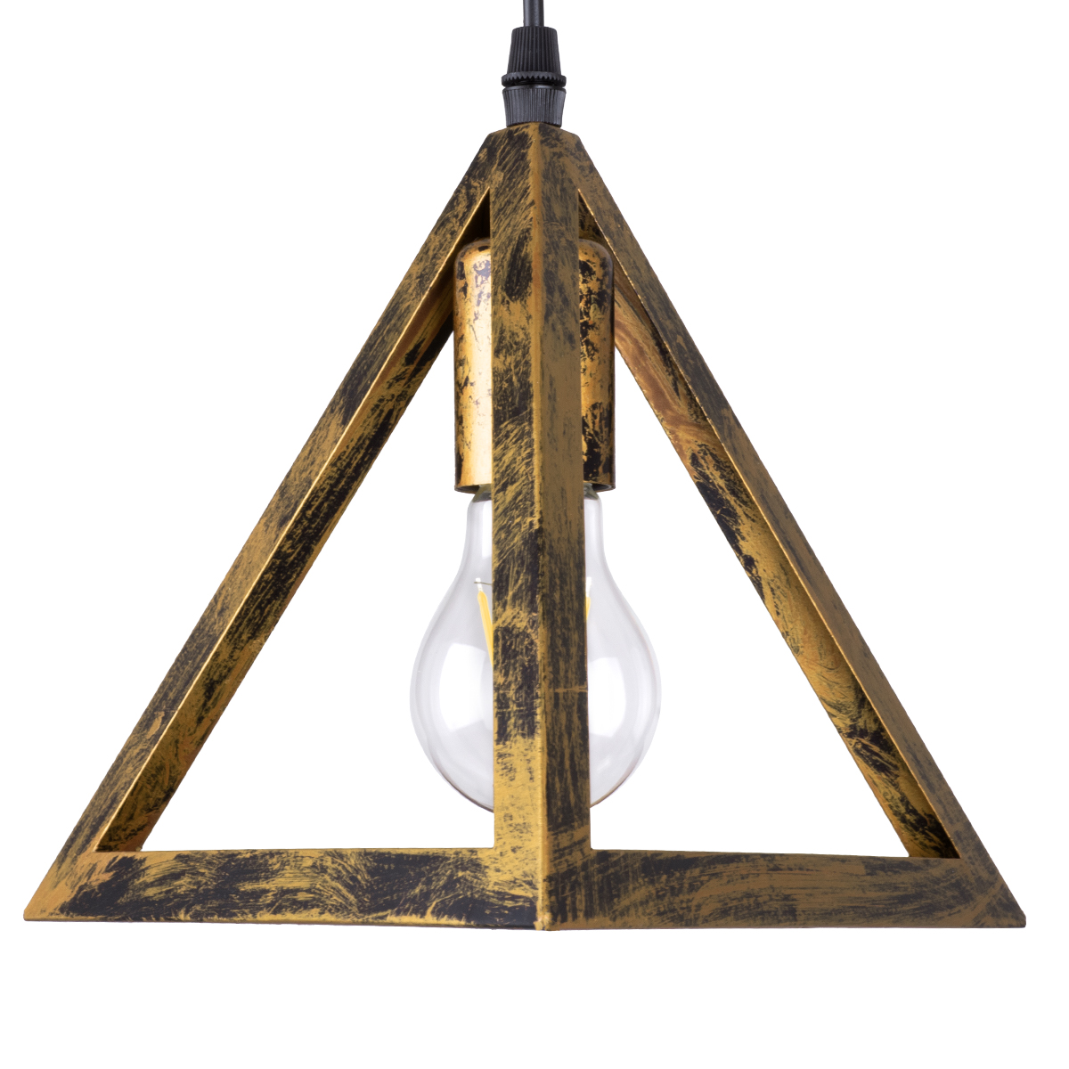GloboStar® TRIANGLE 00624 Μοντέρνο Κρεμαστό Φωτιστικό Ράγα Τρίφωτο 3 x E27 IP20 Μπρούτζινο Μέταλλο - Μ70 x Π22 x Y130cm