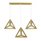 GloboStar® TRIANGLE 00625 Μοντέρνο Κρεμαστό Φωτιστικό Ράγα Τρίφωτο 3 x E27 IP20 Χρυσό Μέταλλο - Μ70 x Π22 x Y130cm