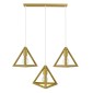 GloboStar® TRIANGLE 00625 Μοντέρνο Κρεμαστό Φωτιστικό Ράγα Τρίφωτο 3 x E27 IP20 Χρυσό Μέταλλο - Μ70 x Π22 x Y130cm