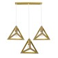 GloboStar® TRIANGLE 00625 Μοντέρνο Κρεμαστό Φωτιστικό Ράγα Τρίφωτο 3 x E27 IP20 Χρυσό Μέταλλο - Μ70 x Π22 x Y130cm