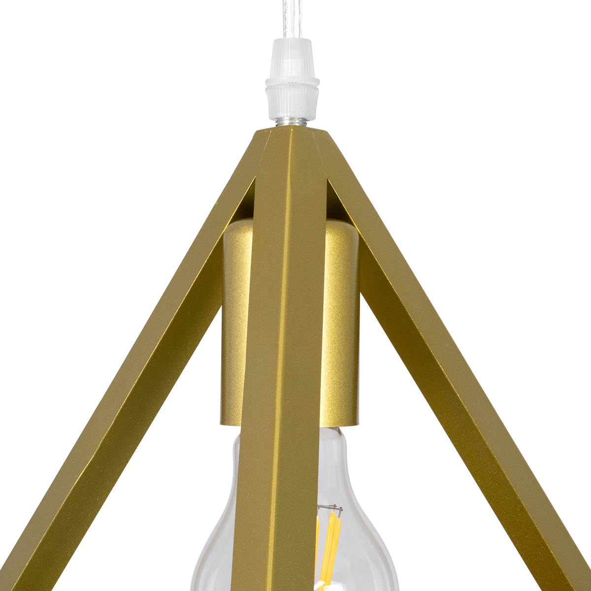 GloboStar® TRIANGLE 00625 Μοντέρνο Κρεμαστό Φωτιστικό Ράγα Τρίφωτο 3 x E27 IP20 Χρυσό Μέταλλο - Μ70 x Π22 x Y130cm