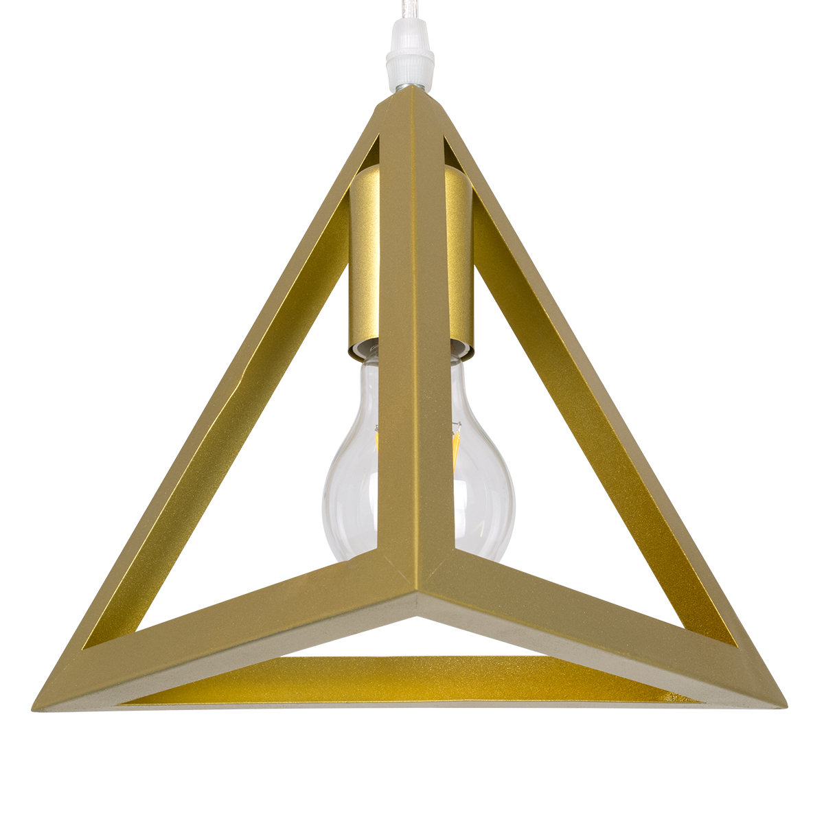 GloboStar® TRIANGLE 00625 Μοντέρνο Κρεμαστό Φωτιστικό Ράγα Τρίφωτο 3 x E27 IP20 Χρυσό Μέταλλο - Μ70 x Π22 x Y130cm