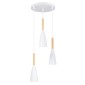 GloboStar® DILLON 00627 Μοντέρνο Κρεμαστό Φωτιστικό Καμπάνα Τρίφωτο 3 x E27 IP20 Λευκό Μέταλλο με Μπεζ Ξύλο - Μ26 x Π26 x Υ130cm