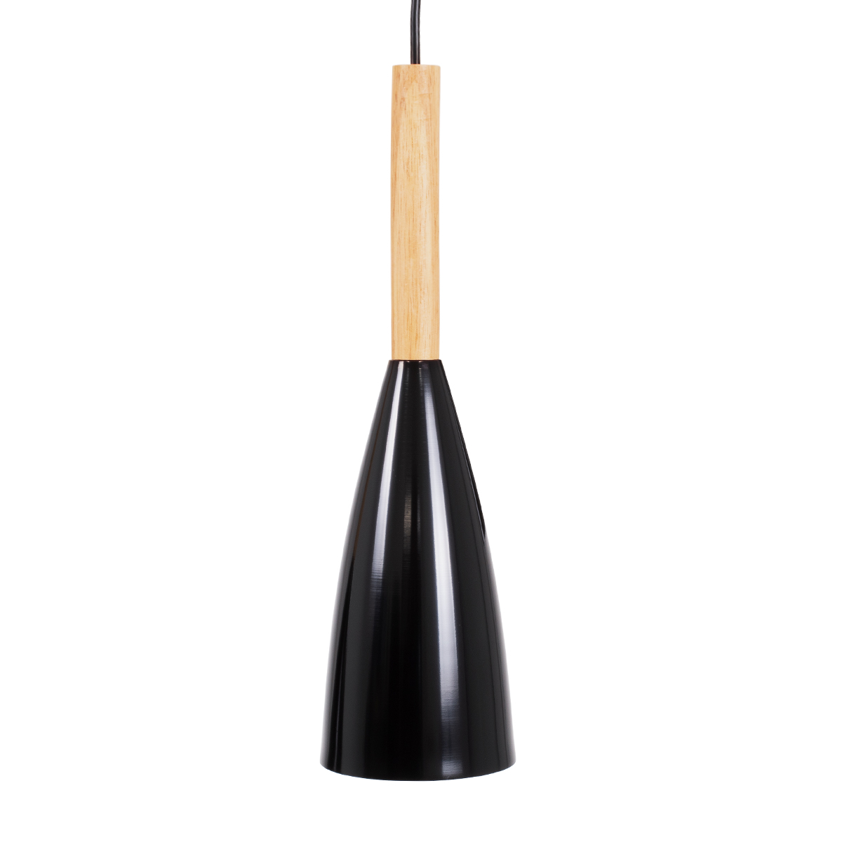 GloboStar® DILLON 00628 Μοντέρνο Κρεμαστό Φωτιστικό Καμπάνα Πολύφωτο 6 x E27 IP20 Μαύρο Μέταλλο με Μπεζ Ξύλο - Μ52 x Π52 x Y130cm