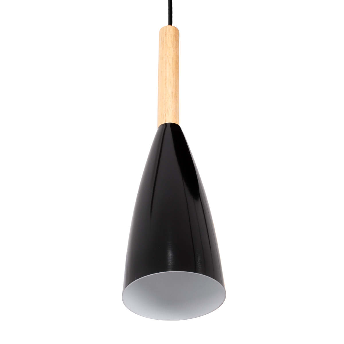 GloboStar® DILLON 00628 Μοντέρνο Κρεμαστό Φωτιστικό Καμπάνα Πολύφωτο 6 x E27 IP20 Μαύρο Μέταλλο με Μπεζ Ξύλο - Μ52 x Π52 x Y130cm