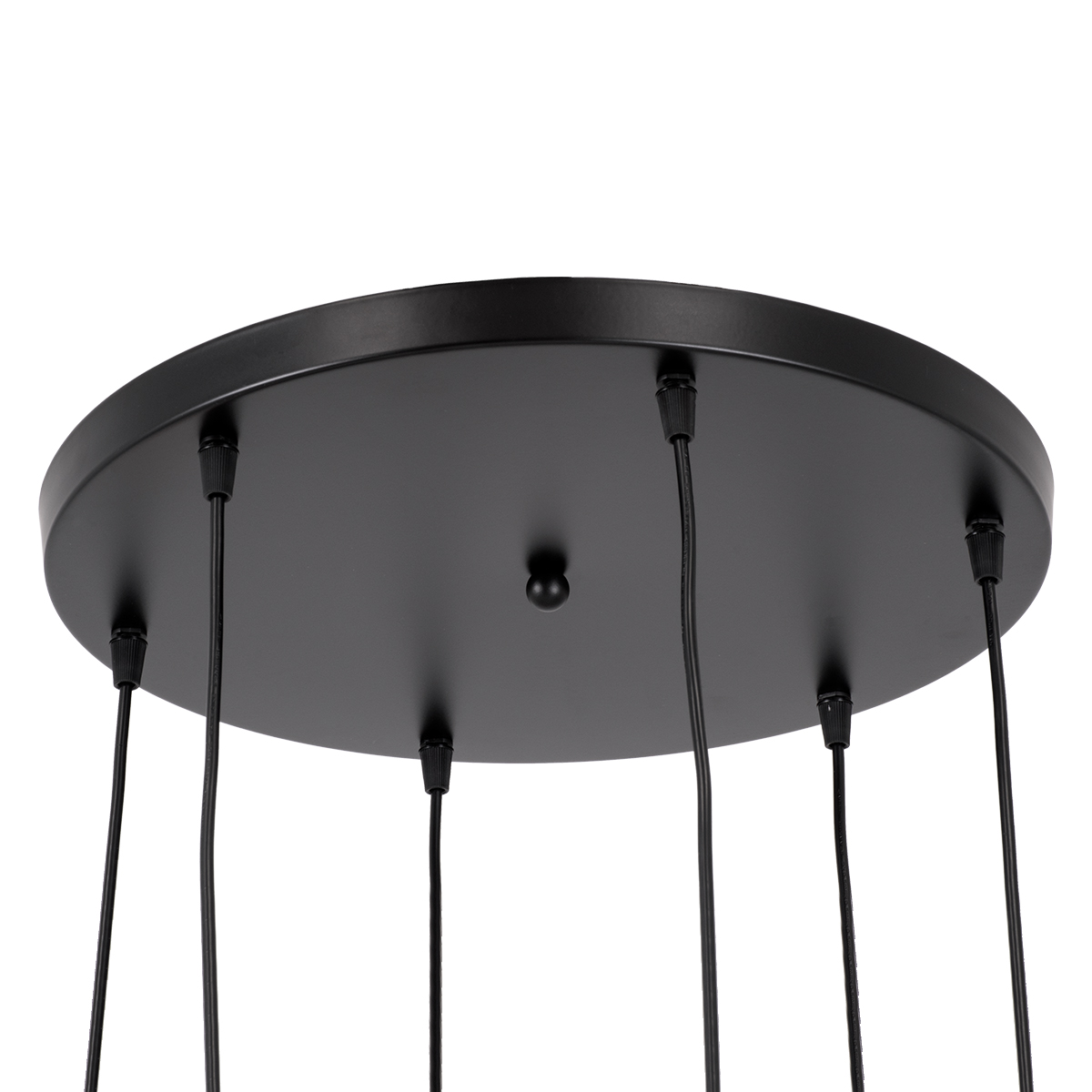 GloboStar® DILLON 00628 Μοντέρνο Κρεμαστό Φωτιστικό Καμπάνα Πολύφωτο 6 x E27 IP20 Μαύρο Μέταλλο με Μπεζ Ξύλο - Μ52 x Π52 x Y130cm
