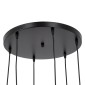 GloboStar® DILLON 00628 Μοντέρνο Κρεμαστό Φωτιστικό Καμπάνα Πολύφωτο 6 x E27 IP20 Μαύρο Μέταλλο με Μπεζ Ξύλο - Μ52 x Π52 x Y130cm