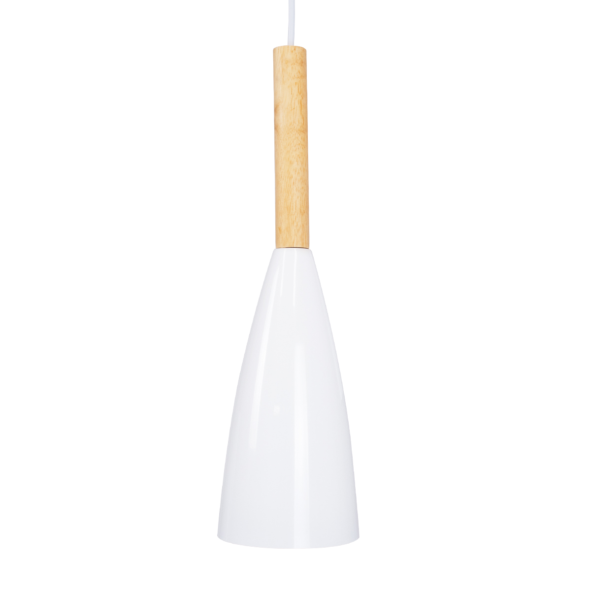 GloboStar® DILLON 00629 Μοντέρνο Κρεμαστό Φωτιστικό Καμπάνα Πολύφωτο 6 x E27 IP20 Λευκό Μέταλλο με Μπεζ Ξύλο - Μ52 x Π52 x Y130cm