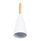 GloboStar® DILLON 00629 Μοντέρνο Κρεμαστό Φωτιστικό Καμπάνα Πολύφωτο 6 x E27 IP20 Λευκό Μέταλλο με Μπεζ Ξύλο - Μ52 x Π52 x Y130cm