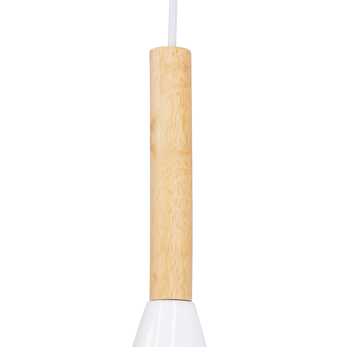 GloboStar® DILLON 00629 Μοντέρνο Κρεμαστό Φωτιστικό Καμπάνα Πολύφωτο 6 x E27 IP20 Λευκό Μέταλλο με Μπεζ Ξύλο - Μ52 x Π52 x Y130cm