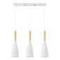 GloboStar® DILLON 00631 Μοντέρνο Κρεμαστό Φωτιστικό Ράγα Τρίφωτο 3 x E27 IP20 Λευκό Μέταλλο με Μπεζ Ξύλο - Μ54 x Π14 x Υ130cm