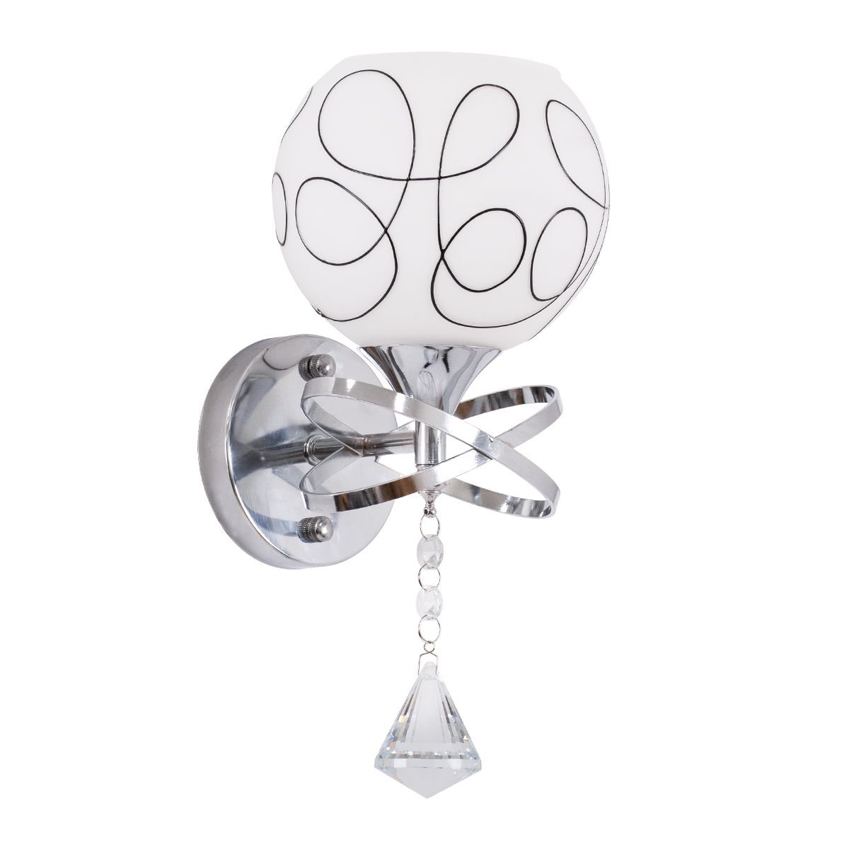 GloboStar® CANTER 00634 Μοντέρνο Επιτοίχιο Φωτιστικό Απλίκα Μονόφωτο 1 x E27 IP20 Ασημί Μέταλλο με Λευκό Γυαλί - Μ14 x Π15 x Υ30cm