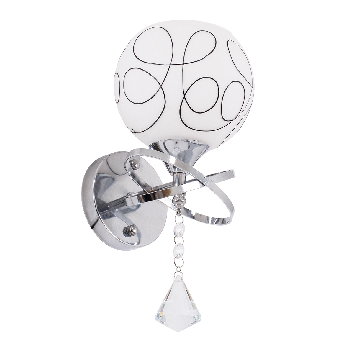 GloboStar® CANTER 00634 Μοντέρνο Επιτοίχιο Φωτιστικό Απλίκα Μονόφωτο 1 x E27 IP20 Ασημί Μέταλλο με Λευκό Γυαλί - Μ14 x Π15 x Υ30cm