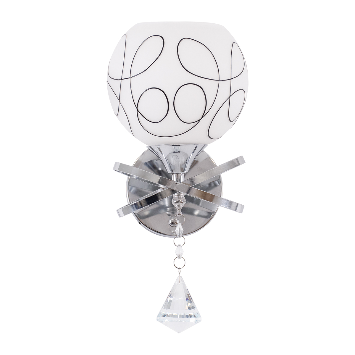 GloboStar® CANTER 00634 Μοντέρνο Επιτοίχιο Φωτιστικό Απλίκα Μονόφωτο 1 x E27 IP20 Ασημί Μέταλλο με Λευκό Γυαλί - Μ14 x Π15 x Υ30cm