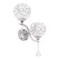 GloboStar® CANTER 00635 Μοντέρνο Επιτοίχιο Φωτιστικό Απλίκα Δίφωτο 2 x E27 IP20 Ασημί Μέταλλο με Λευκό Γυαλί - Μ32 x Π15 x Υ40cm