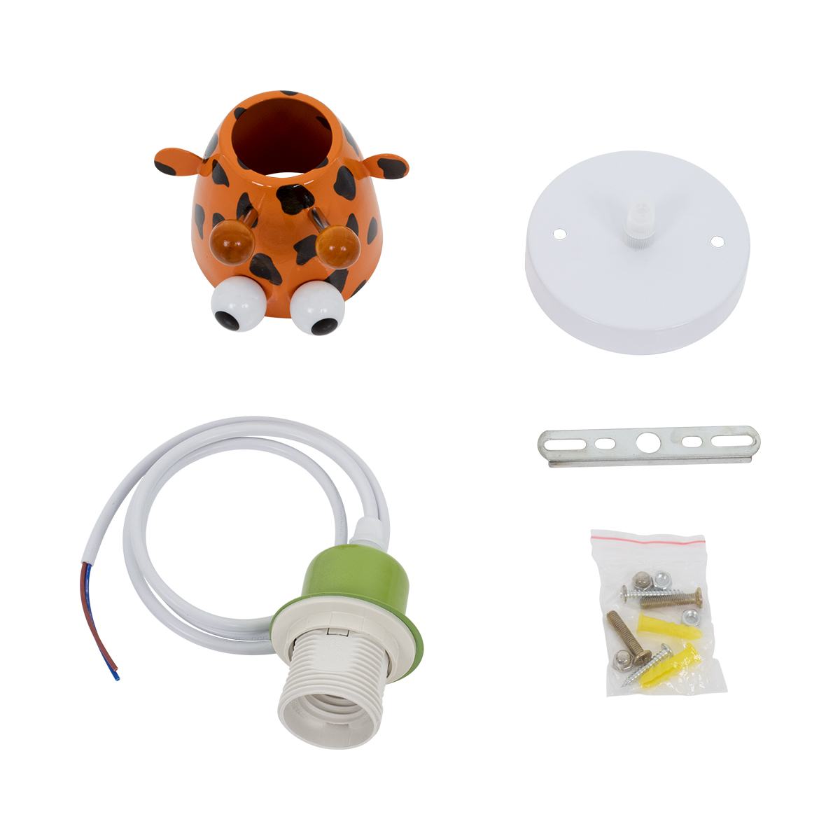 GloboStar® GIRAFFE 00638 Παιδικό Κρεμαστό Φωτιστικό Φιγούρα Μονόφωτο 1 x E27 IP20 Πολύχρωμο Μέταλλο - Μ12 x Π10.5 x Υ13.5cm