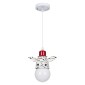 GloboStar® ZEBRA 00639 Παιδικό Κρεμαστό Φωτιστικό Φιγούρα Μονόφωτο 1 x E27 IP20 Λευκό, Μαύρο & Κόκκινο Μέταλλο - Μ19 x Π10.5 x Υ13.5cm