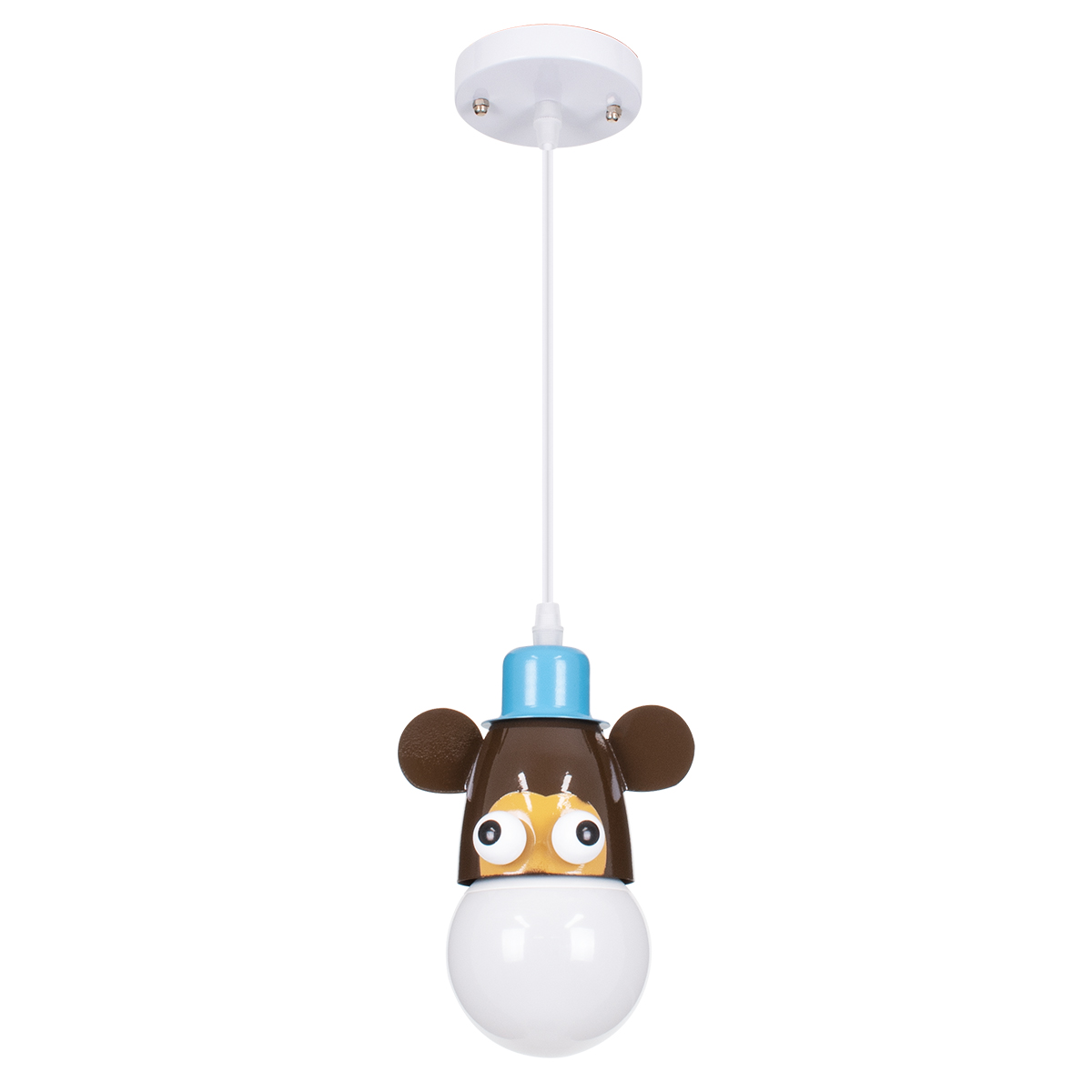 GloboStar® MONKEY 00640 Παιδικό Κρεμαστό Φωτιστικό Φιγούρα Μονόφωτο 1 x E27 IP20 Πολύχρωμο Μέταλλο - Μ14.5 x Π10.5 x Υ13.5cm