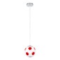 GloboStar® FOOTBALL 00642 Παιδικό Κρεμαστό Φωτιστικό Μπάλα Μονόφωτο 1 x E27 IP20 Λευκό & Κόκκινο Γυαλί - Μ15 x Π15 x Y18cm