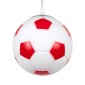 GloboStar® FOOTBALL 00642 Παιδικό Κρεμαστό Φωτιστικό Μπάλα Μονόφωτο 1 x E27 IP20 Λευκό & Κόκκινο Γυαλί - Μ15 x Π15 x Y18cm