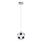 GloboStar® FOOTBALL 00643 Παιδικό Κρεμαστό Φωτιστικό Μπάλα Μονόφωτο 1 x E27 IP20 Λευκό & Μαύρο Γυαλί - Μ15 x Π15 x Y18cm